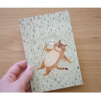 Postal+memo set #22 tiger cat in grass field