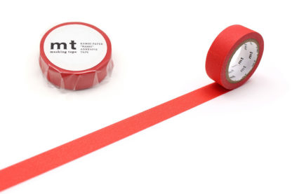 cinta de washi mt 15mm x 7m color sólido - matte red