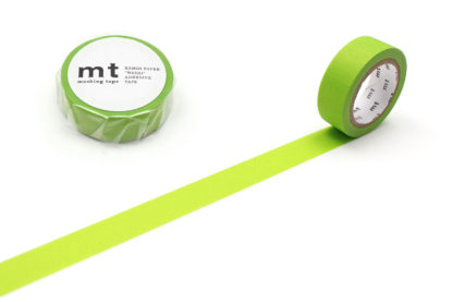 cinta de washi mt 15mm x 7m color sólido - matte yellow green