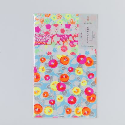 Papel japonés Yuzen origami follaje neon naranjo-rosado - Imagen 2