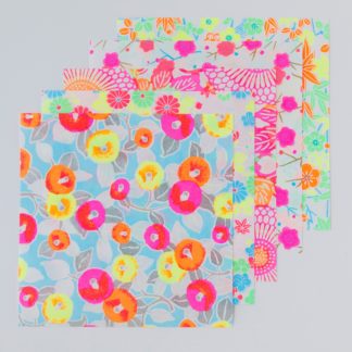 Papel japonés Yuzen origami follaje neon naranjo-rosado