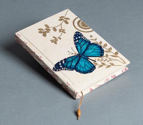 Diario A5 pintado a mano - mariposa - Imagen 3