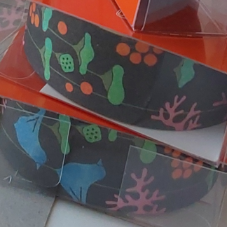 Cinta decorativo papel japonés Yuzen - Garden - negro