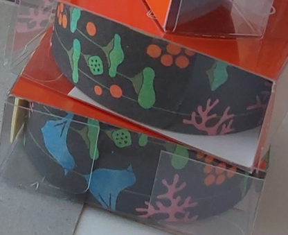 Cinta decorativo papel japonés Yuzen - Garden - negro